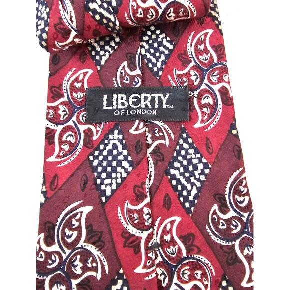 Liberty Of London Mens Red Paisley Italian Silk Tie Made In USA - Picture 4 of 6